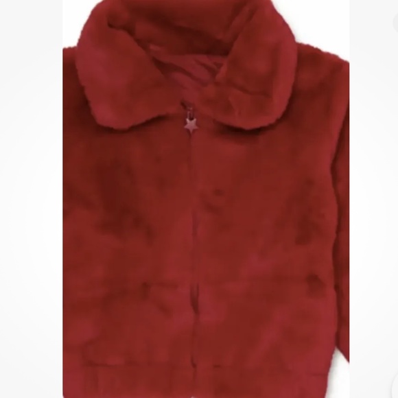365 Garanimals Girls Red Faux Fur Jacket Size 7 NEW - Picture 6 of 6